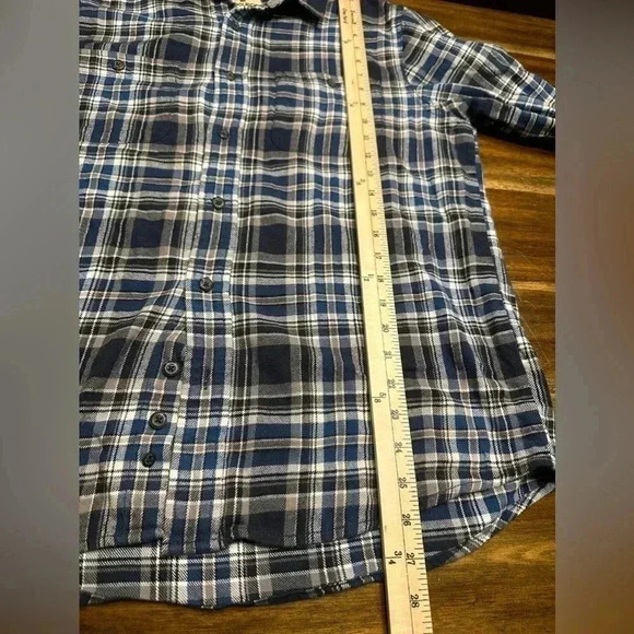 Vintage Woolrich Plaid Flannel Shirt in classic blue, white, black, and gray. - Picture 6 of 8
